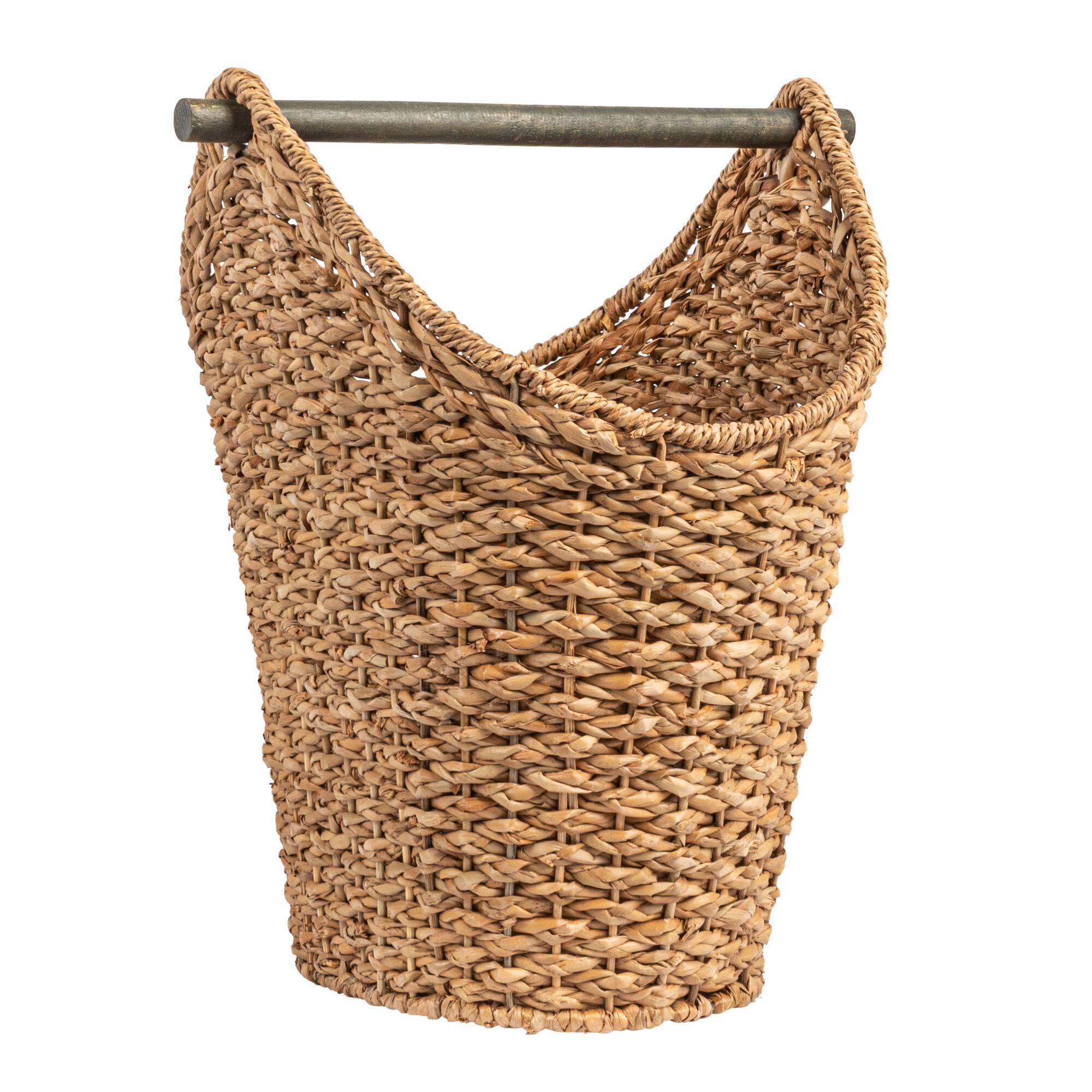 Hello Honey® 16" Bankuan Braided Oval Toilet Paper Basket with Wood Bar